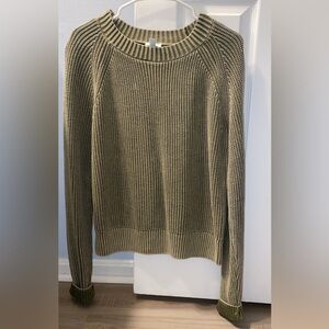 dip Olive Green Crew Neck Knit Sweater size M, 100% cotton